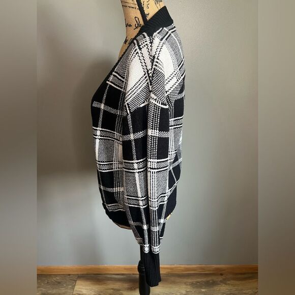 Venus black white checkered sweater cardigan set small academia preppy office - Picture 7 of 10